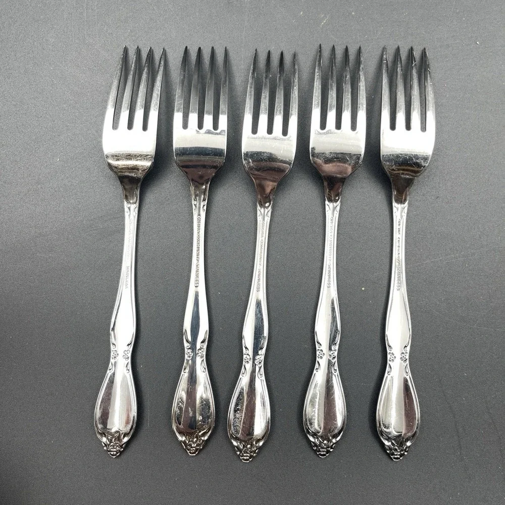 Oneida Community Chantelaine Stainless Dinner Forks Lot of 5 Replacement